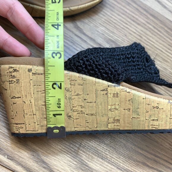Skechers Luxe Foam Women's Size 11 Black Crochet Slip On Slide Wedge Sandals - Picture 9 of 9